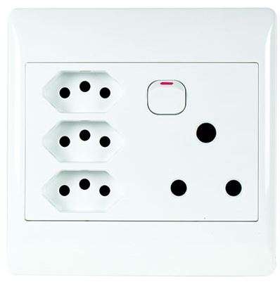 1x16A + 3X NEW SA SW. SOCKET 4x4 WITH WHITE COVER PLATE