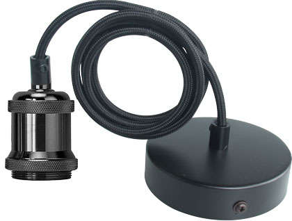 E27 Vintage Black Ceiling Rose Kit