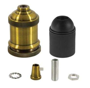 E27 Brass Vintage Metal Lamp Holder Kit For Pendants