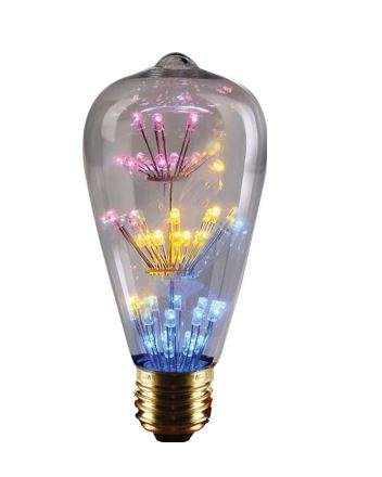230VAC 3W St64 Scattered LED Lamp E27 7 Mixed Colours