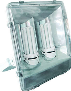 2x65W CFL Floodlight Plastic C/W Lamps IP65 428x407x157