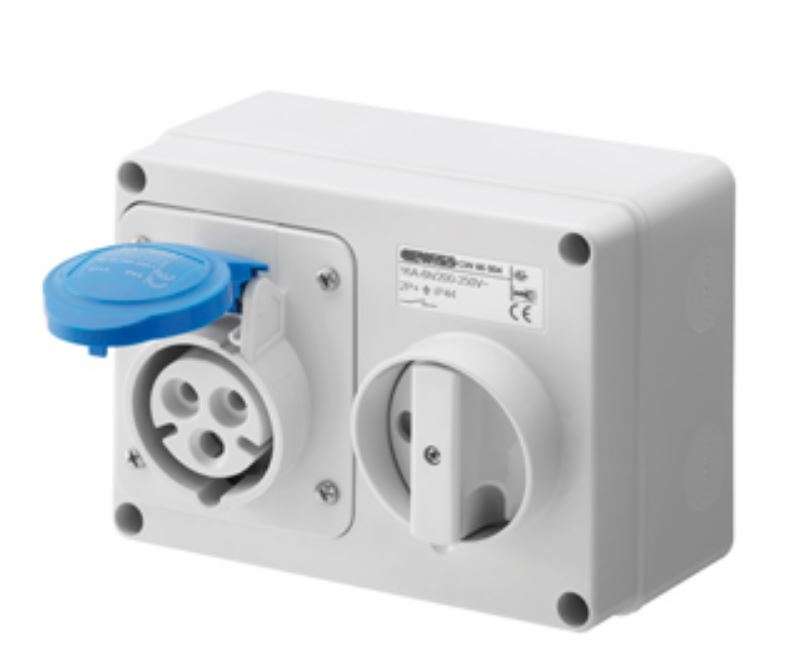 32A 2P+E 230V Sur. Hor. Int. Socket IP44 6H