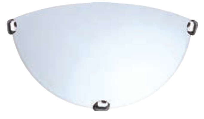 12" Half Moon,  E27,  Metal Body,  Glass Cover Wall Mount