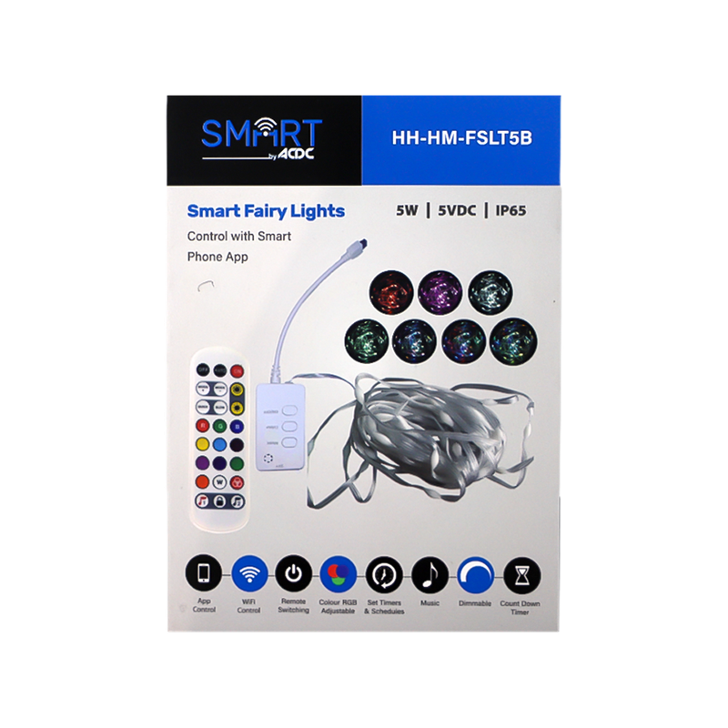 SMART WIFI RGB FAIRY LIGHT KIT 5M C/W CONT. & PSU IP65