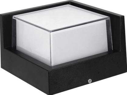 230VAC 12W LED Sq. DC Alu/Pc Cool White Wall Lights IP54
