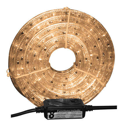 230V 10M LED Warm White Flexilight 3-Wire Clear C/W Control