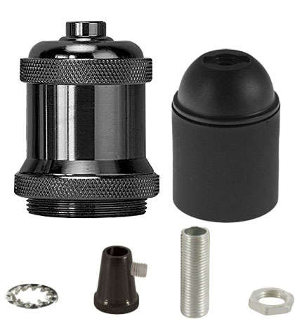 E27 Black Pearl Vintage Metal Lamp Holder Kit For Pendants