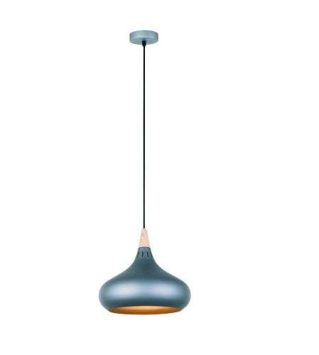 230VAC 60W 1XE27 PENDANT BLACK/WOOD 360MM DIA.