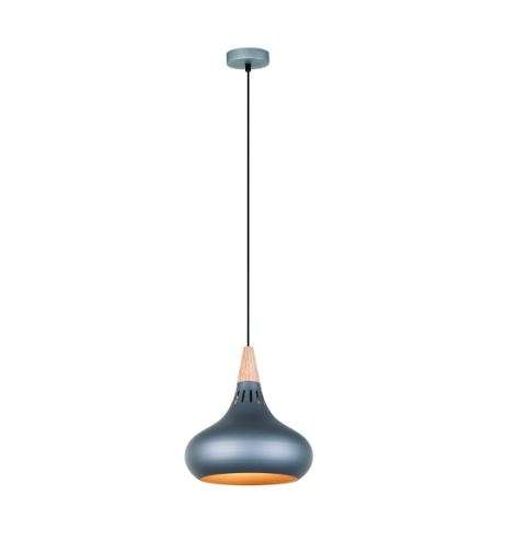 230VAC 60W 1XE27 PENDANT BLACK/WOOD 260MM DIA.
