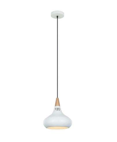 230VAC 60W 1XE27 PENDANT WHITE/WOOD 260MM DIA.