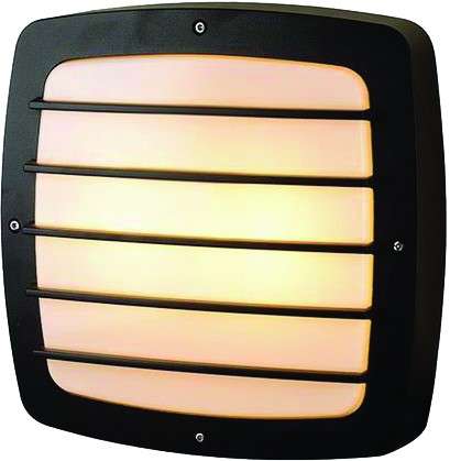 2x60W,  Aluminium Bulkhead, Rounded Square, Horiz Lines, E27