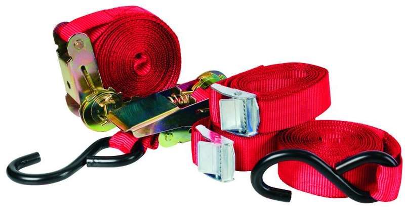 2Pc Ratchet Tie Down Strap 25mm x 5M Set
