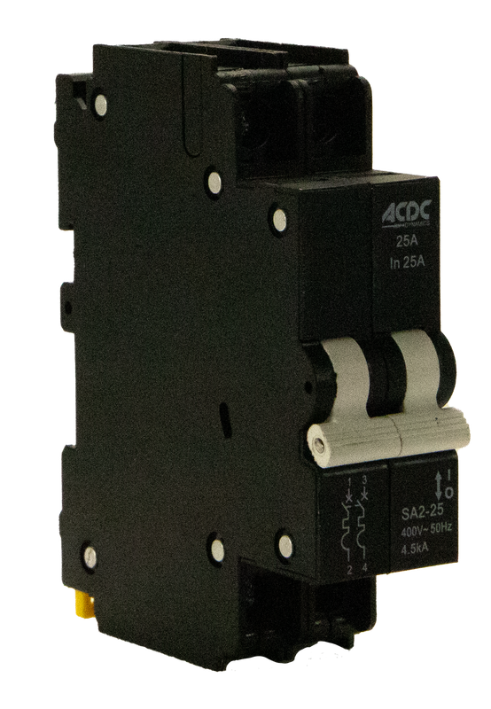 Circuit Breaker 13mm 4.5KA  2 Pole C-Curve   25A