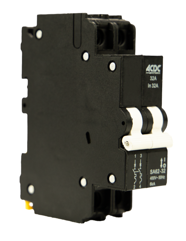 Circuit Breaker 13mm 6KA  2 Pole C-Curve   32A