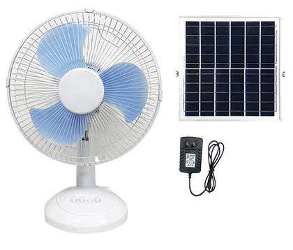 15W 12" SOLAR DESK FAN 7.4V 4400MAH C/W 15W PV AND AC ADAP.