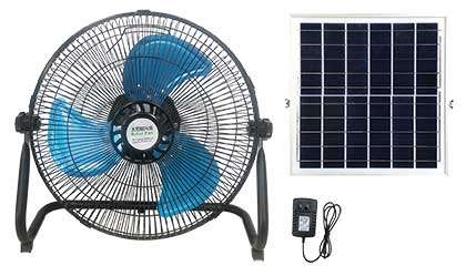 15W 12" SOLAR FLOOR FAN 7.4V 4400MAH C/W 15W PV AND AC ADAP