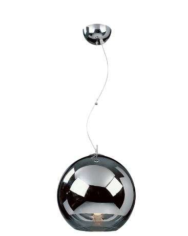 230V 60W E27 Pendant Light Chrome Glass