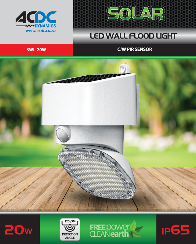 SOLAR 20W LED WALL/FLOOD LIGHT C/W PIR SENSOR