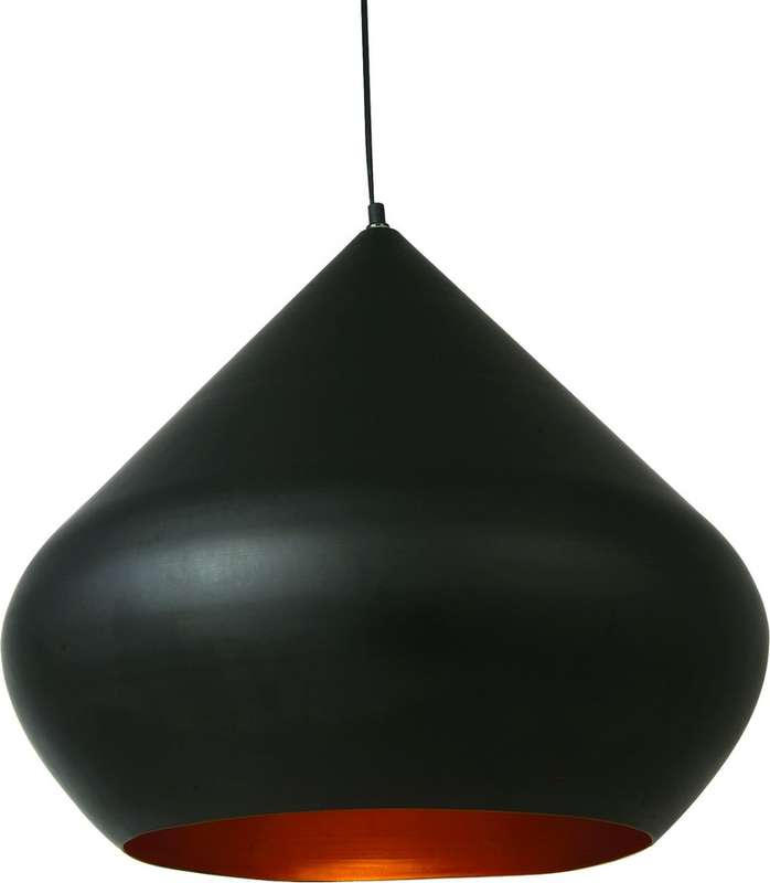 230VAC 60W 1xE27 Pendant Black/Gold 340mm Dia.