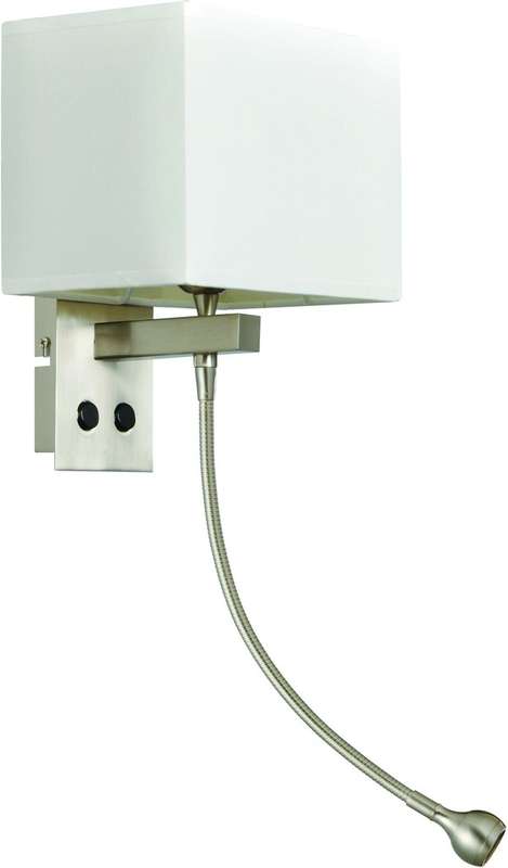 230VAC 1x40W E27 / 3W LED Wall Light Satin Nickle
