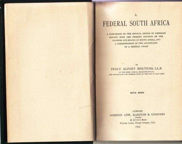 A Federal South Africa (1896 Hardcover) - Molteno, Percy Alport