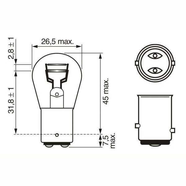 Bosch Headlight Bulb Pure Light Automotive Bulb P21/5W 12V 21/5Watt (each)