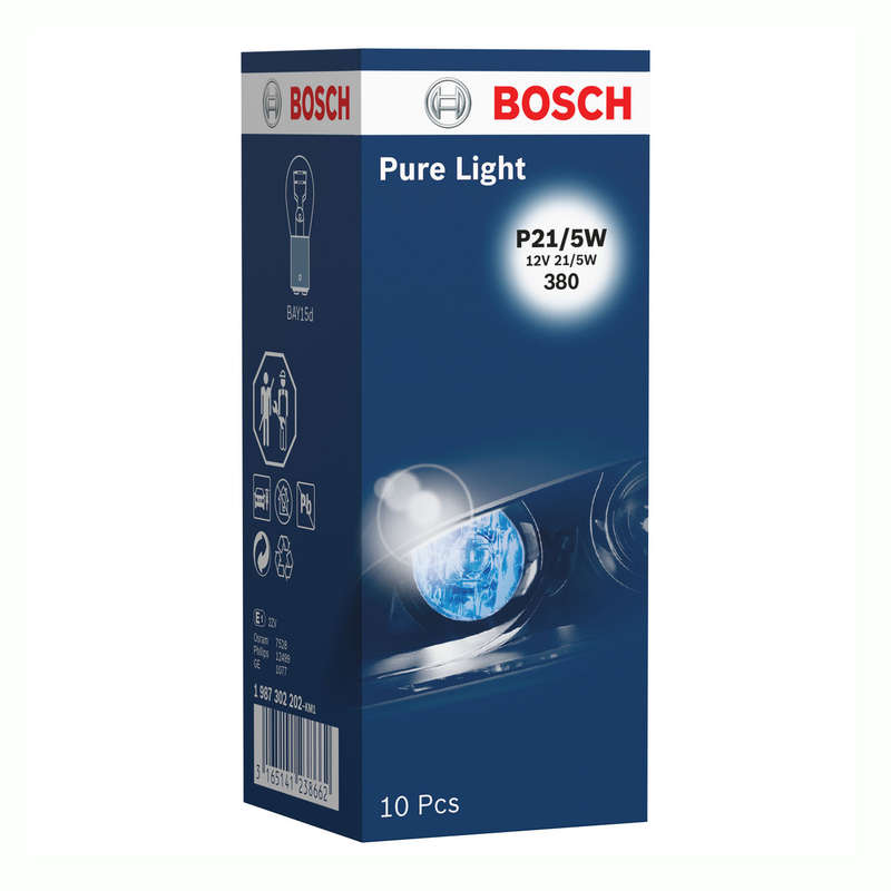 Bosch Headlight Bulb Pure Light Automotive Bulb P21/5W 12V 21/5Watt (each)