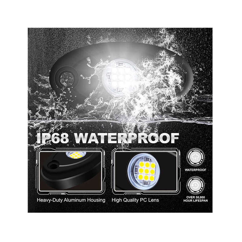 Universal Aluminium 9-LED Rocklights (White) - 10 pack