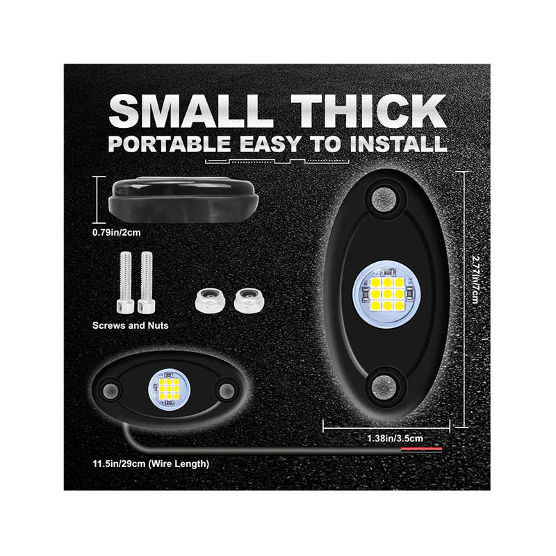 Universal Aluminium 9-LED Rocklights (White) - 10 pack