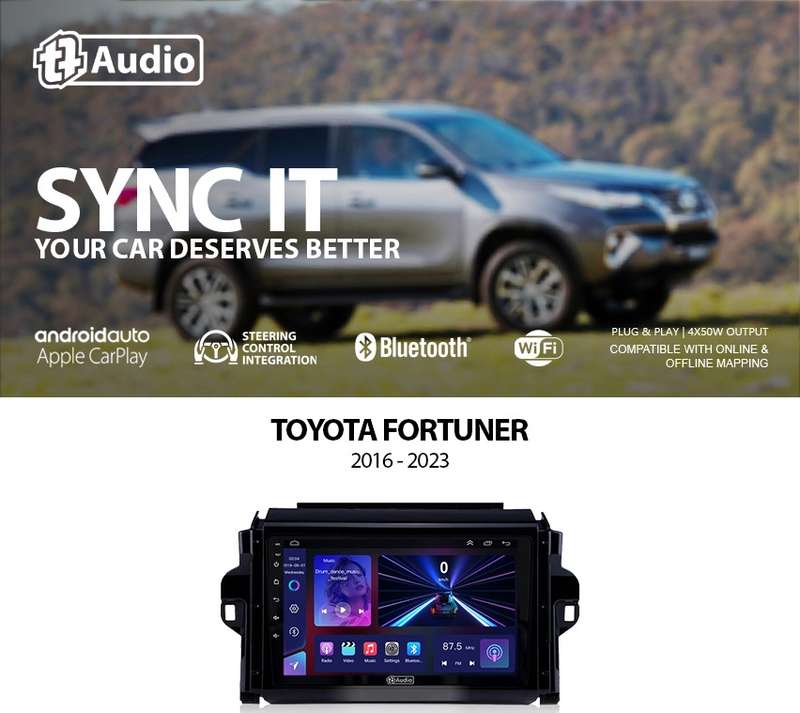 TT Audio 9" replacement radio for TOYOTA FORTUNER 2016-2023 (MID SPEC)