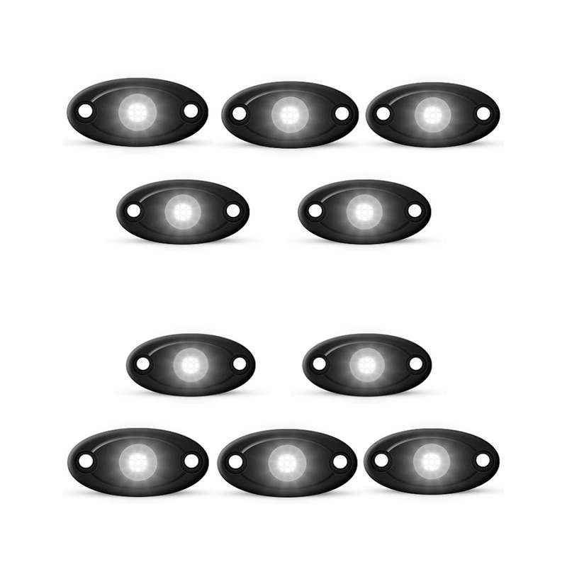 Universal Aluminium 9-LED Rocklights (White) - 10 pack