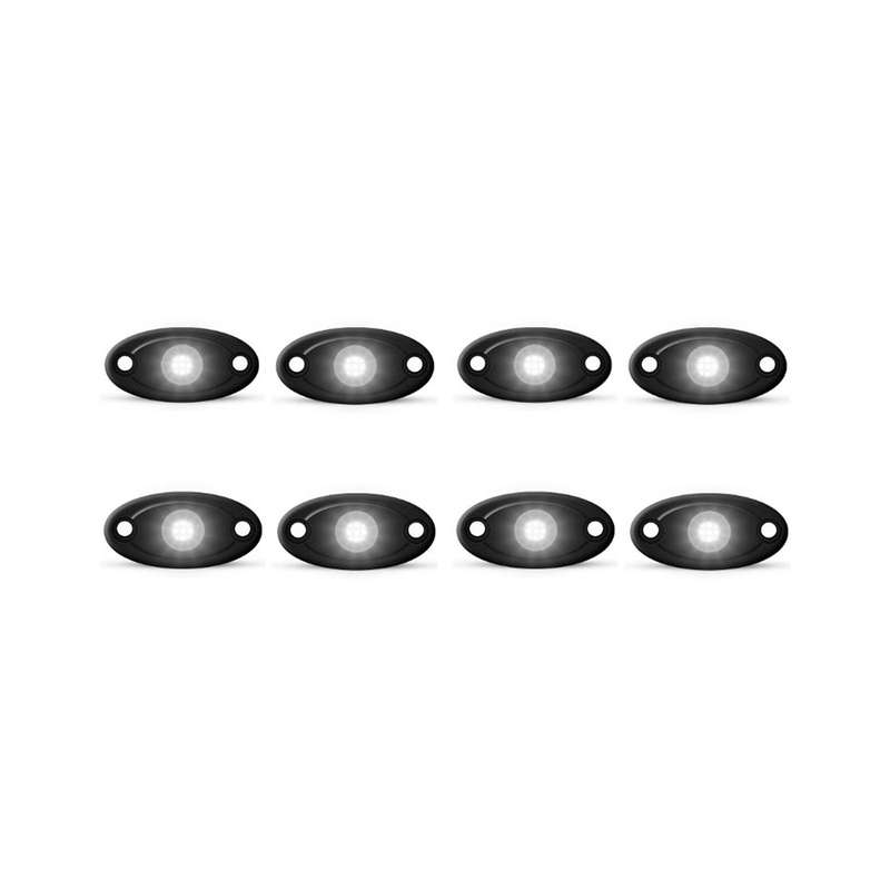 Universal Aluminium 9-LED Rocklights (White) - 8 pack
