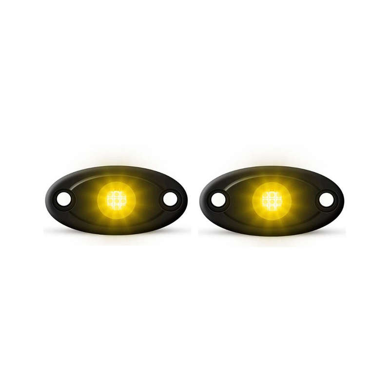 Universal Aluminium 9-LED Rocklights (Yellow) - 2 pack