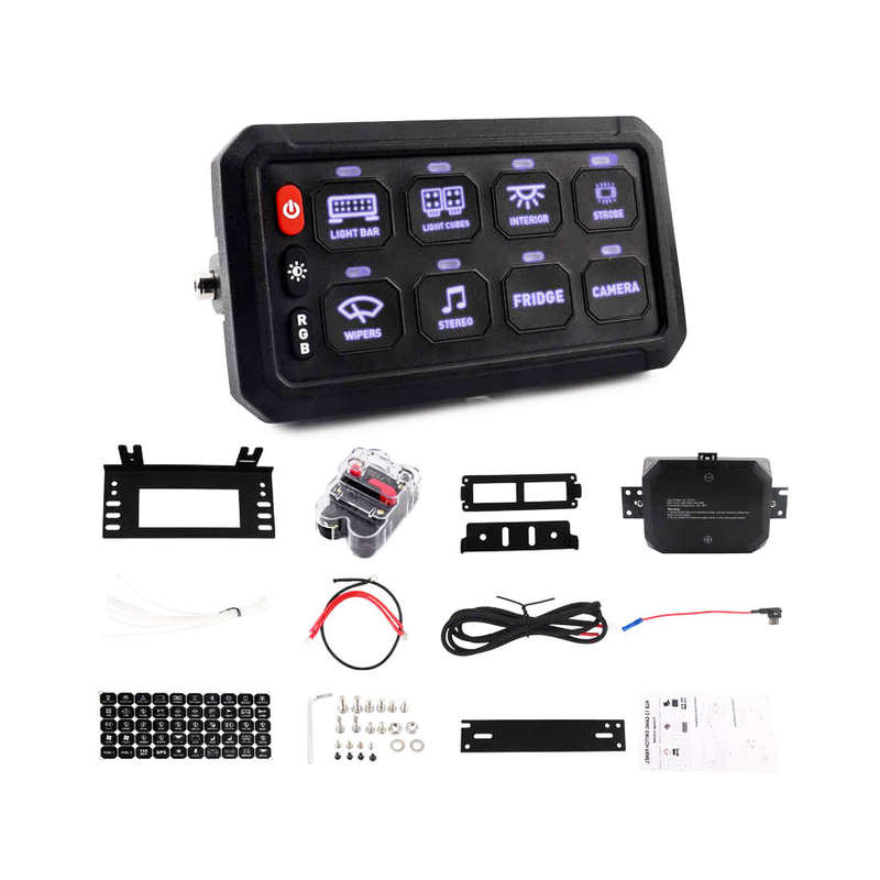 RGB 8-Gang Switch Panel - Automotive Light Circuit Relay System control