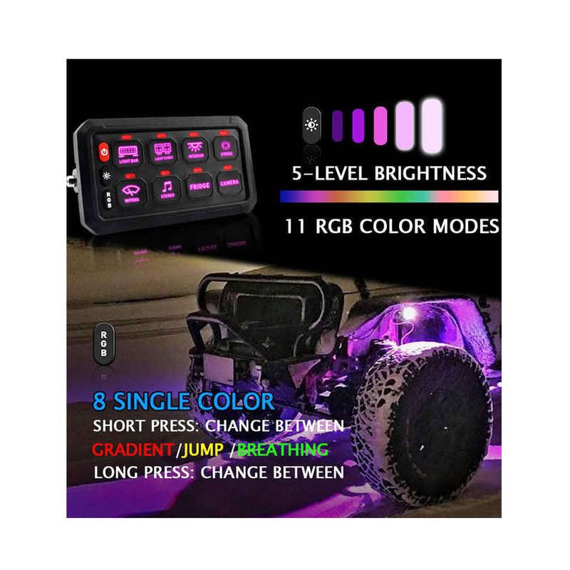 RGB 8-Gang Switch Panel - Automotive Light Circuit Relay System control