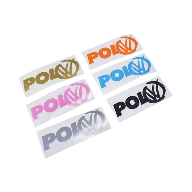 VW Polo Logo Style Vinyl Sticker (orange) 12x5cm