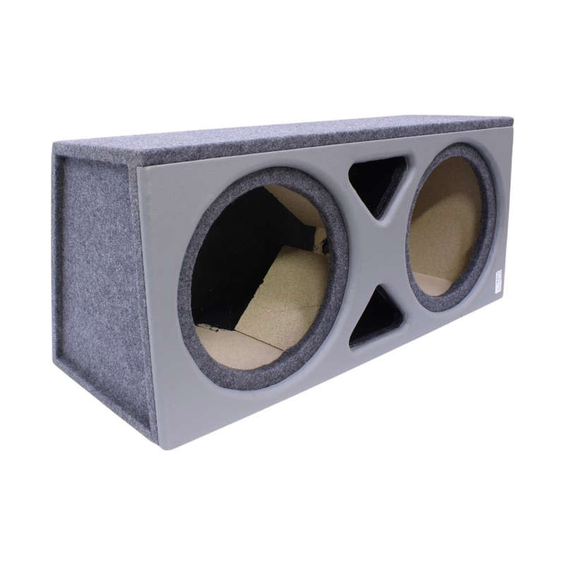 12" Double Subwoofer Enclosure with Vinyl Face &amp; Triangle Port (grey)