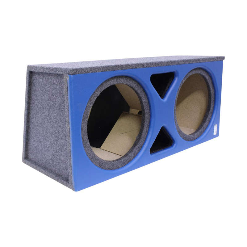 12" Double Subwoofer Enclosure with Vinyl Face &amp; Triangle Port (blue)