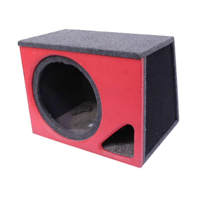 12" Single Subwoofer Enclosure with Vinyl Face &amp; Triangle Port (red)