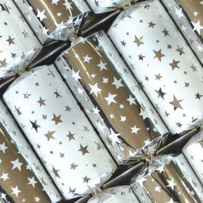 Silver Stars Christmas Crackers (6 Pack)