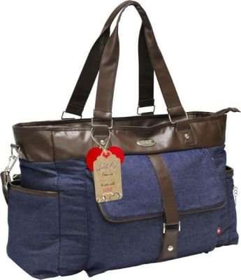 Little Co. Tote Nappy Bag - Blue Denim with Chocolate Trims