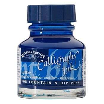 Winsor And Newton Non Waterproof Calligraphy Ink - Light Blue (30ml)