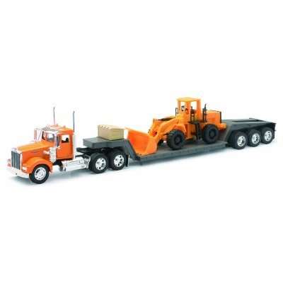 NewRay Die-Cast Model - Kenworth W900 with Lowboy Trailer & Wheel Loader (1:32)