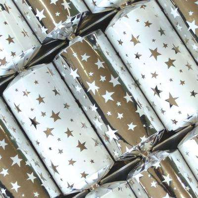 Silver Stars Christmas Crackers (6 Pack)
