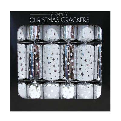 Silver Stars Christmas Crackers (6 Pack)