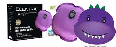 Elektra Electric Hot Water Bottle with Fleecy Designer Cover (Purple)