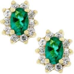 Kate Bissett Goldtone Emerald Cubic Zirconia Stud Earrings