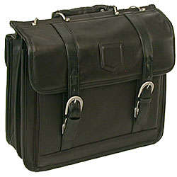 Stebco Black Premium Soft Leather Laptop Briefcase