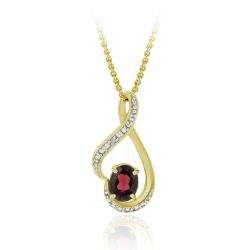 Glitzy Rocks 18k Goldover Sterling Silver Garnet and Diamond Accent Heart Neckla