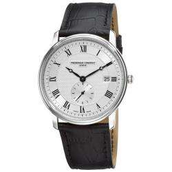 Frederique Constant Men's 'Slim Line Date' Black Leather Strap Wa